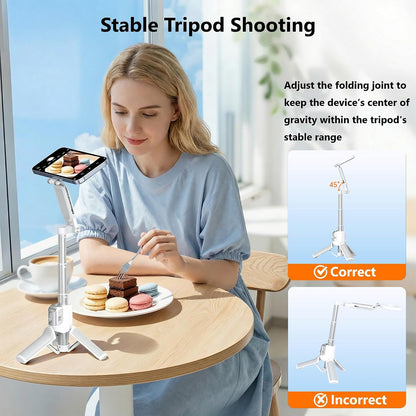 3 in 1] Magnetic Phone Camera Shutter Grip, Extendable Selfie Stick & Tripod Portable for Magsafe iPhone & Android with Detachable Wireless Shutter Button Remote Control Ergonomic Handle - White